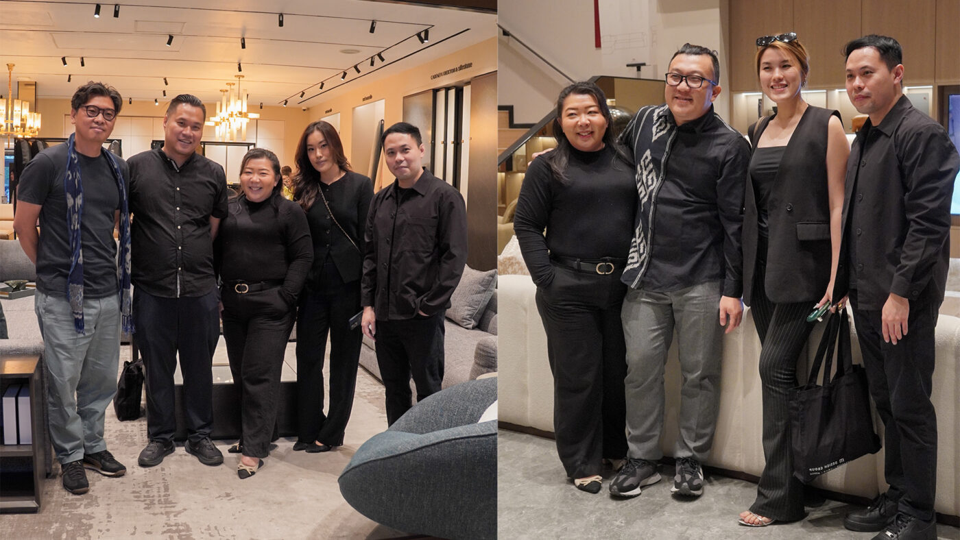 Guests posing together inside the Modulo Living and ZBOM showroom.